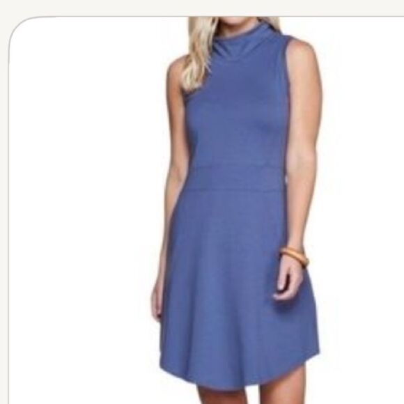 Toad&Co Blue Mock Neck Sleeveless Sundress M organic cotton elegant preppy - Picture 1 of 6